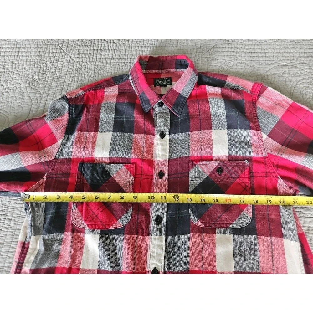 J Crew Men's Size Large Red Gray Classic Button Down Flannel Long Sleeve NWT